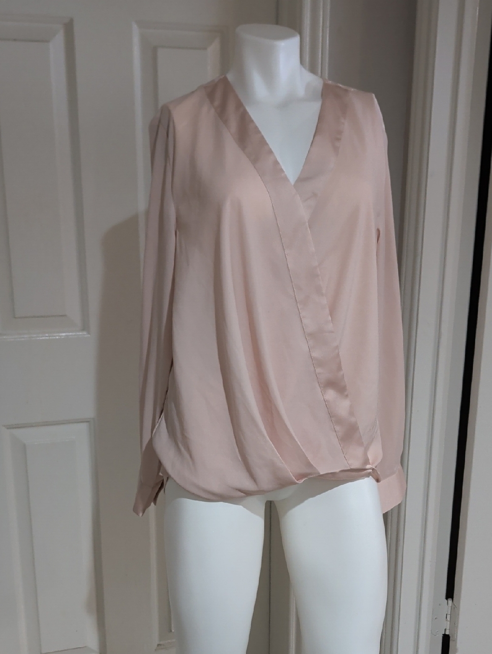 Ann Taylor Soft Blush Wrap-Style Blouse Women's Large